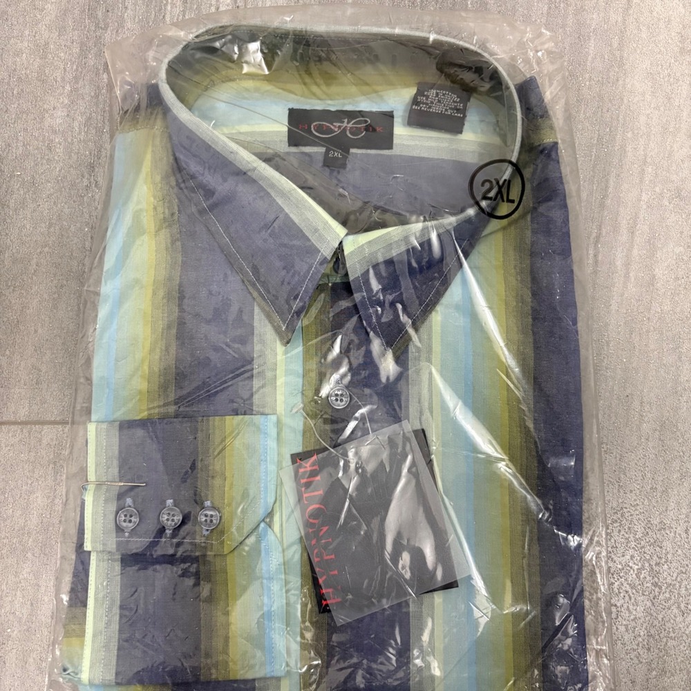 Hypnotik Mens 2XL Striped Button Down Shirt Long Sleeve Cotton‎ Multi-Color NWT